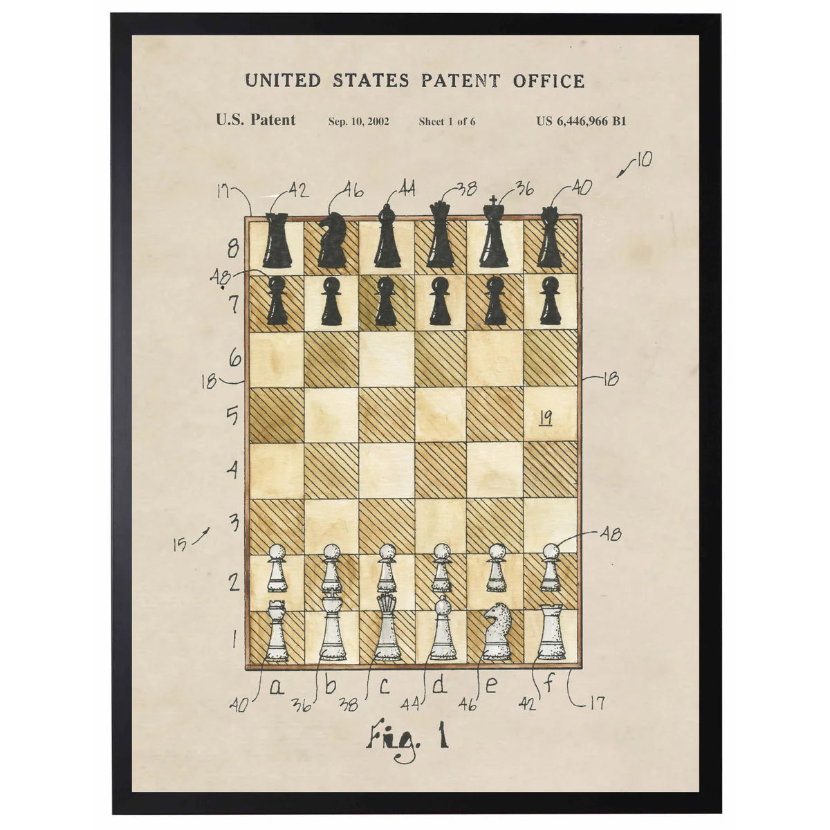 Toile vintage Antique Curiosities - Brevet d'échec