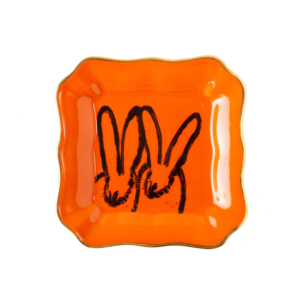 Assiette portrait de lapin Hunt Slonem – Orange