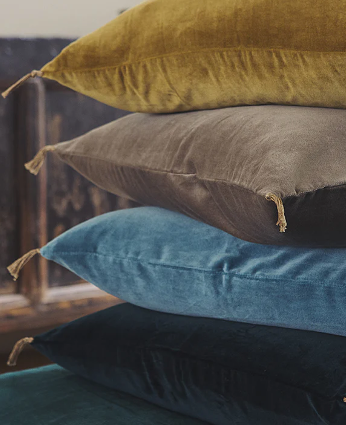 Coussin Velour lavé - Caravane