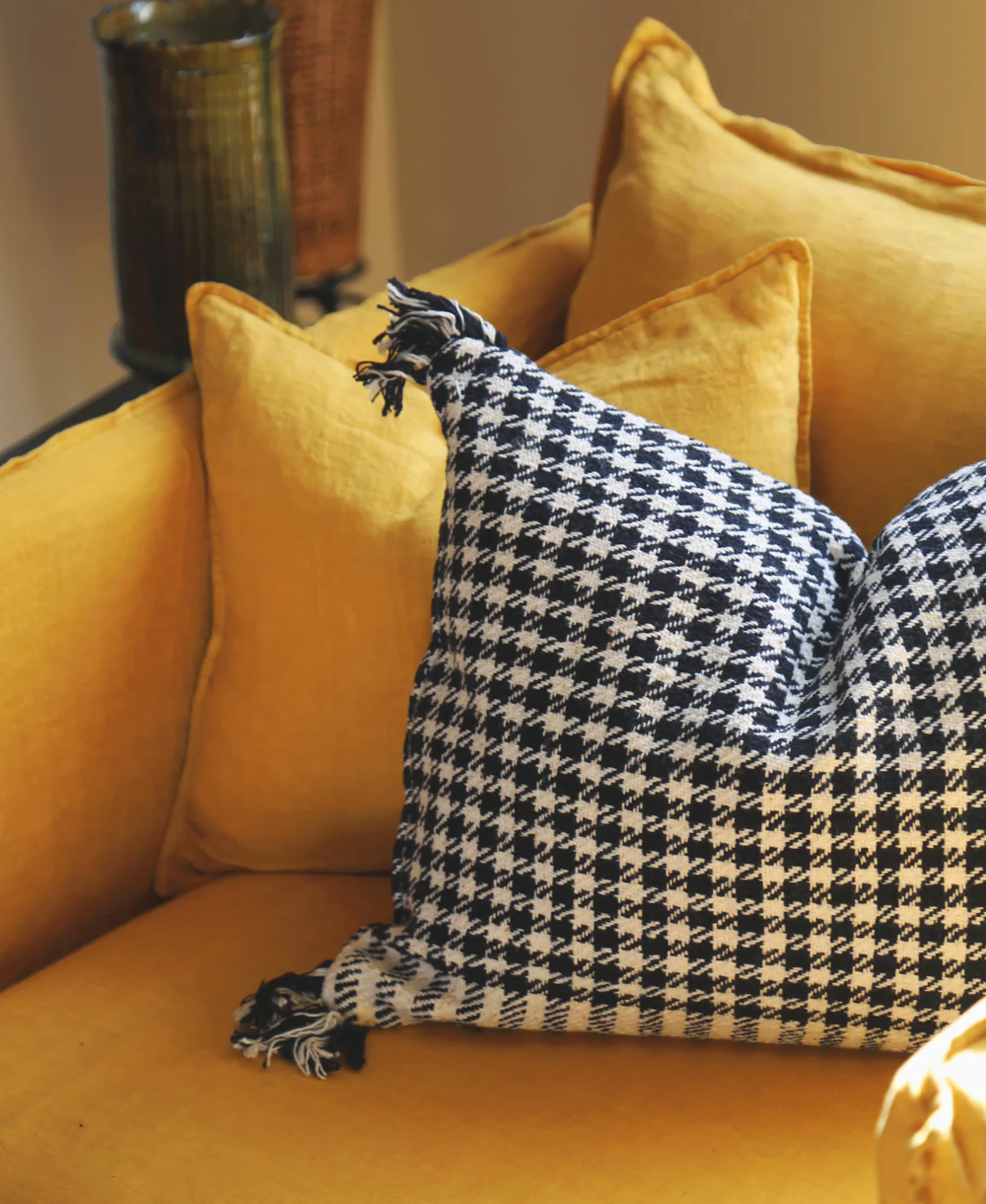 Coussin Pied de poule - Caravane