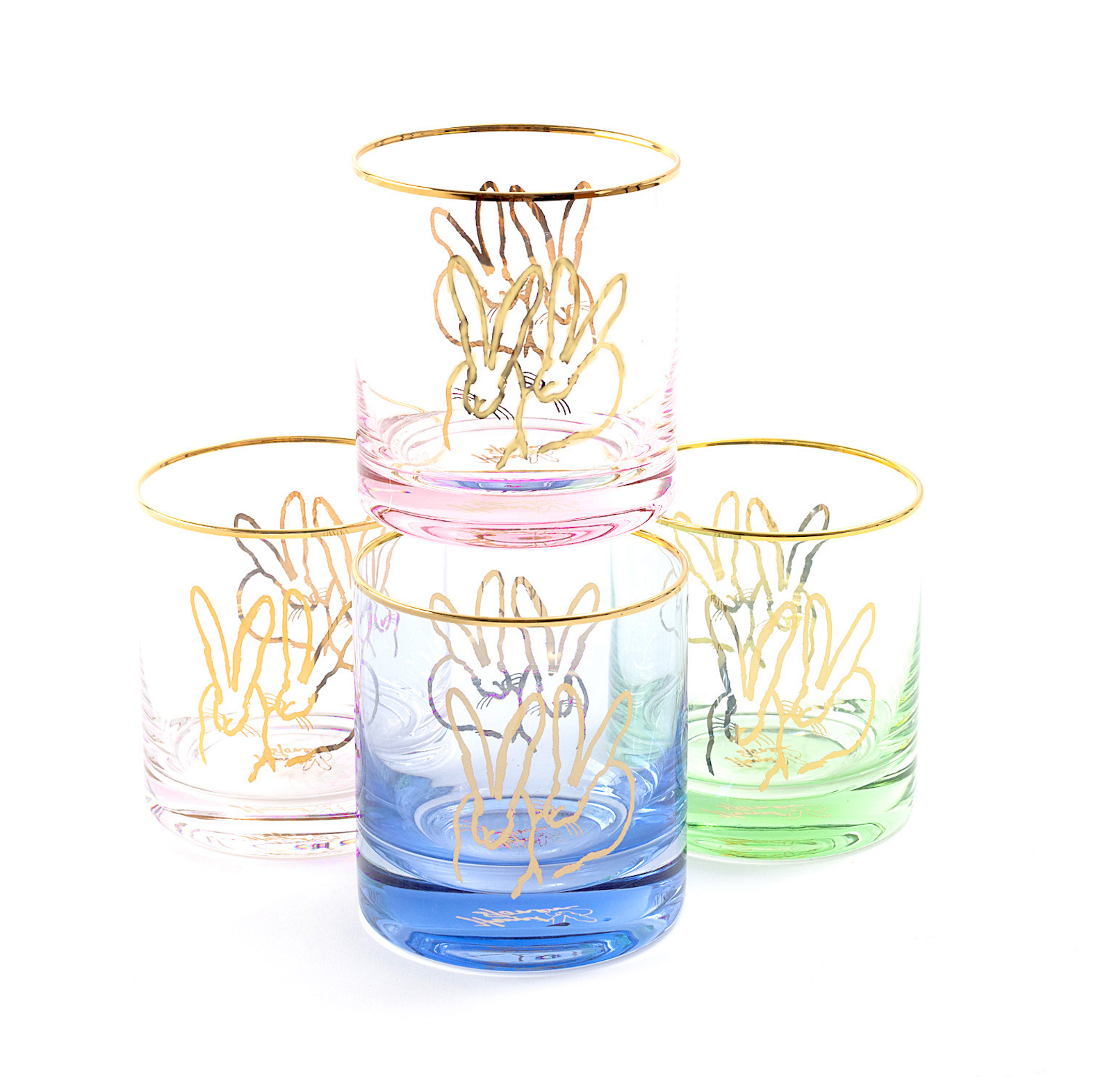 Verres à l'ancienne Hunt Slonem – Double lapin