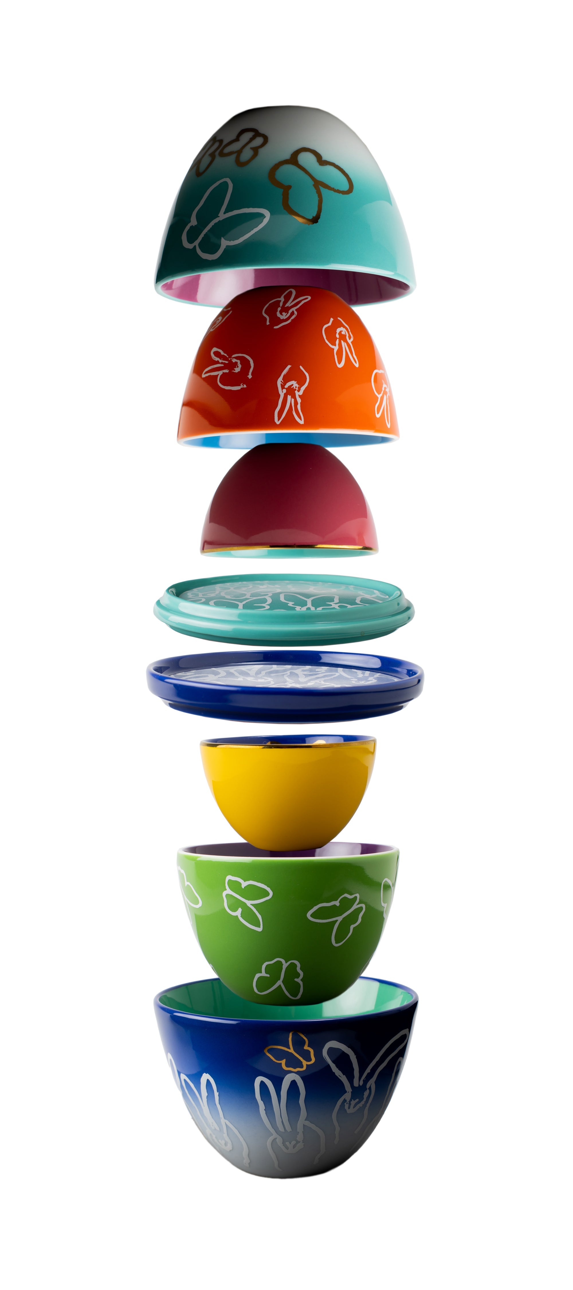 Ensemble de bols gigognes Hunt Slonem – Lapins et papillons