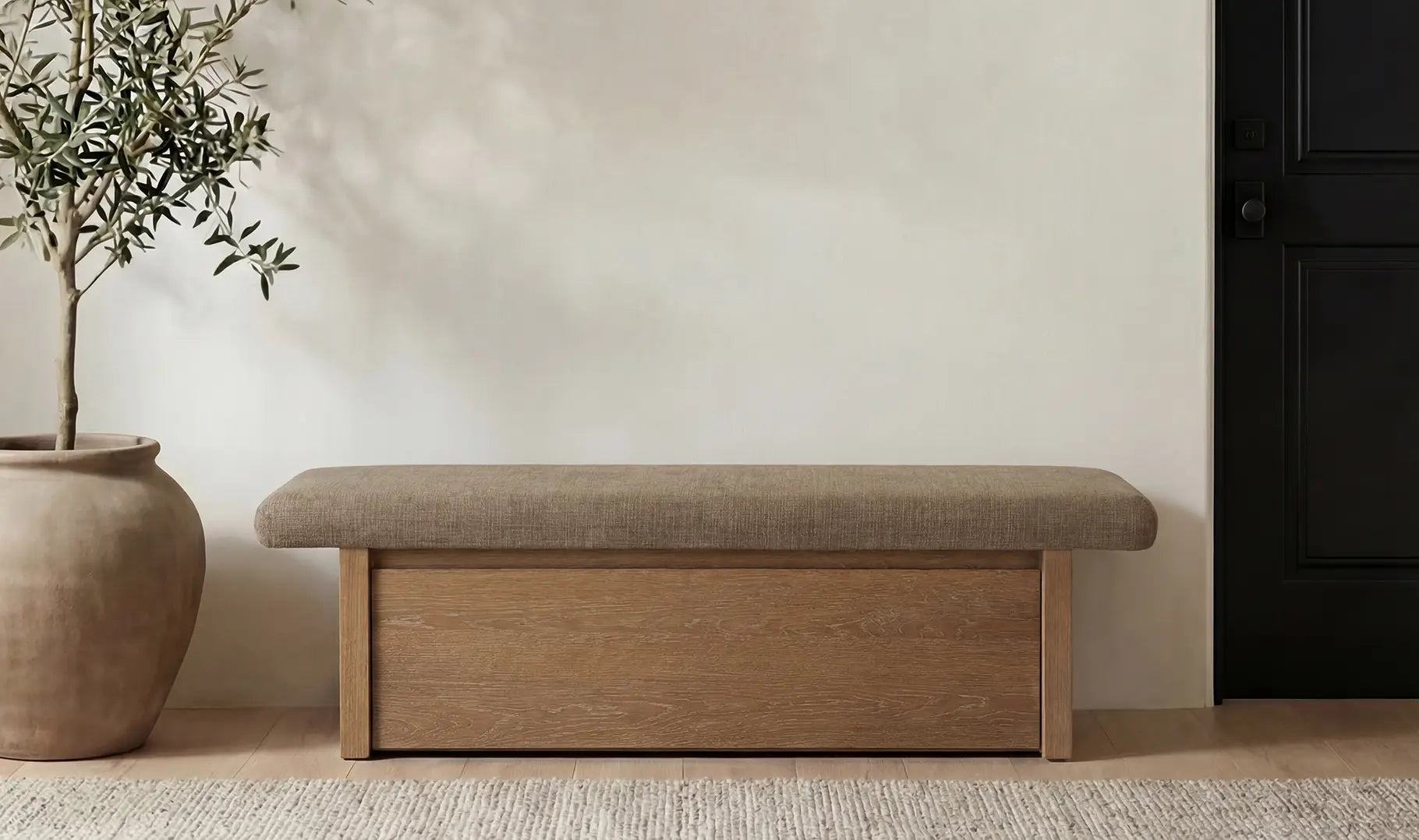 Banc de rangement taupe Gemma