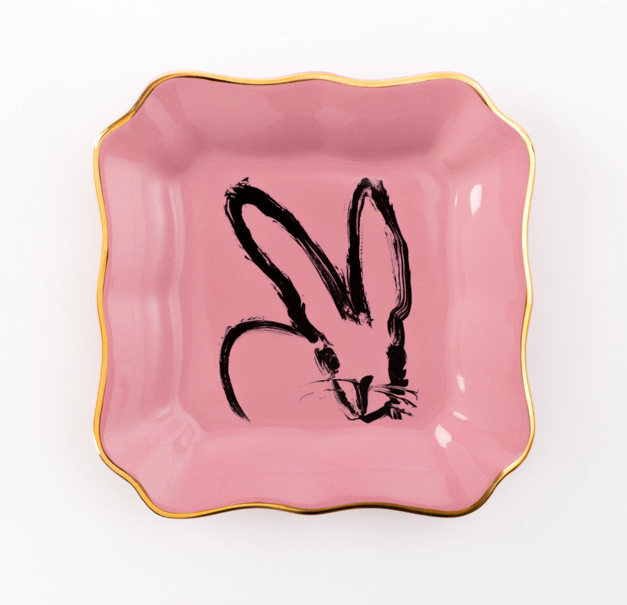 Assiette portrait de lapin Hunt Slonem