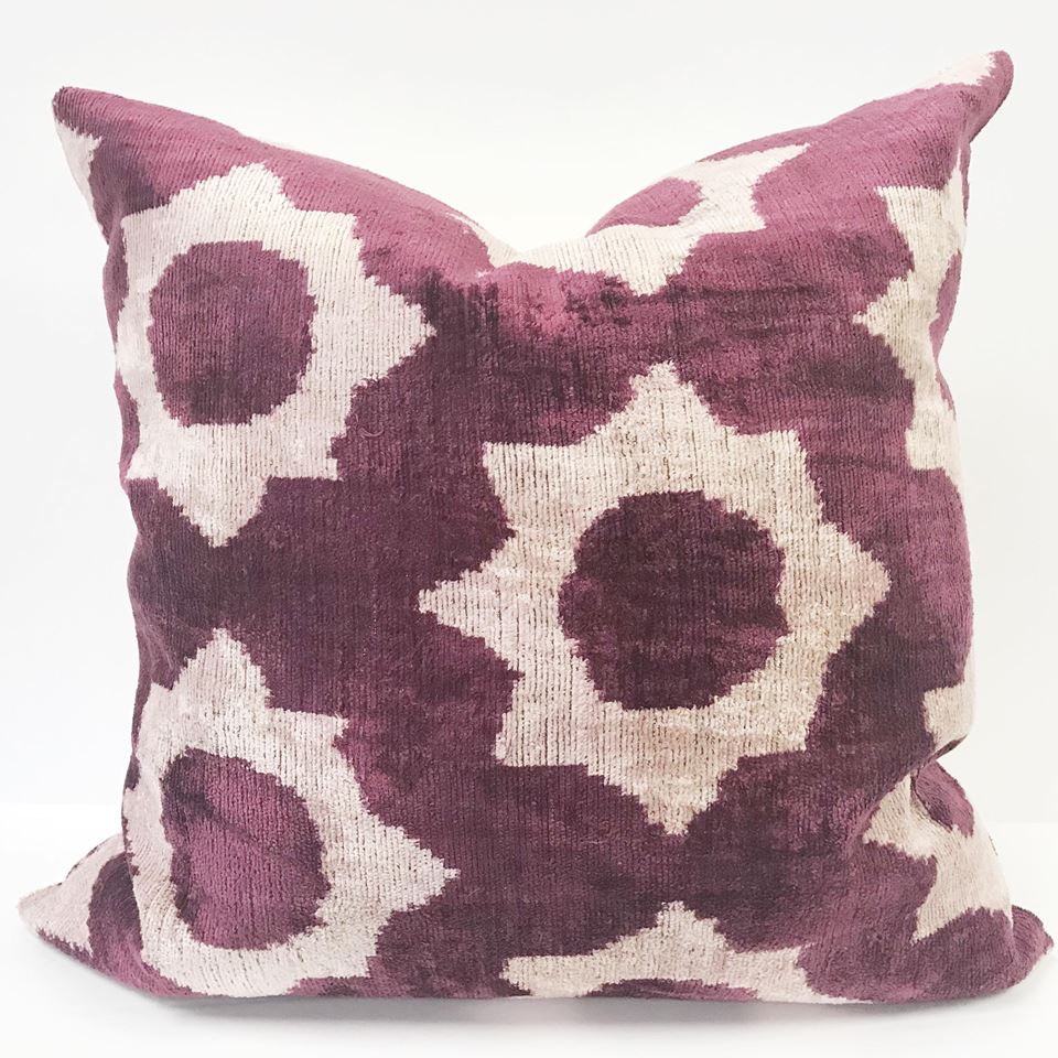 Coussin en velour de soie - Mauve