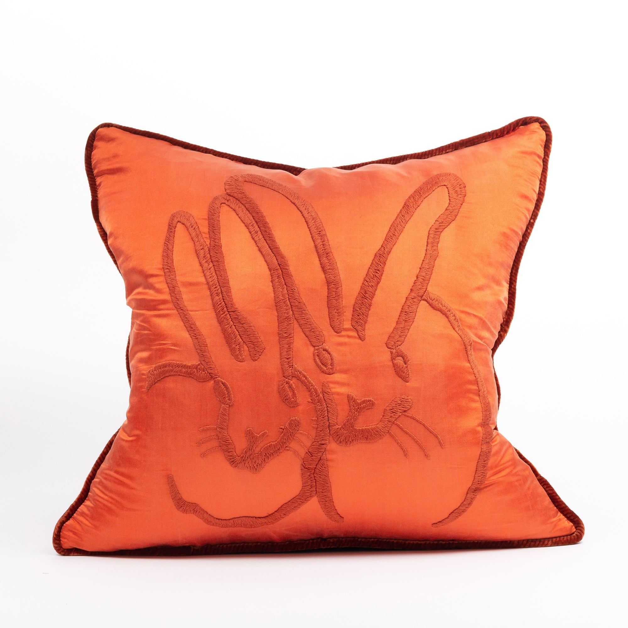 Coussin brodé Hunt Slonem – Soie et velour