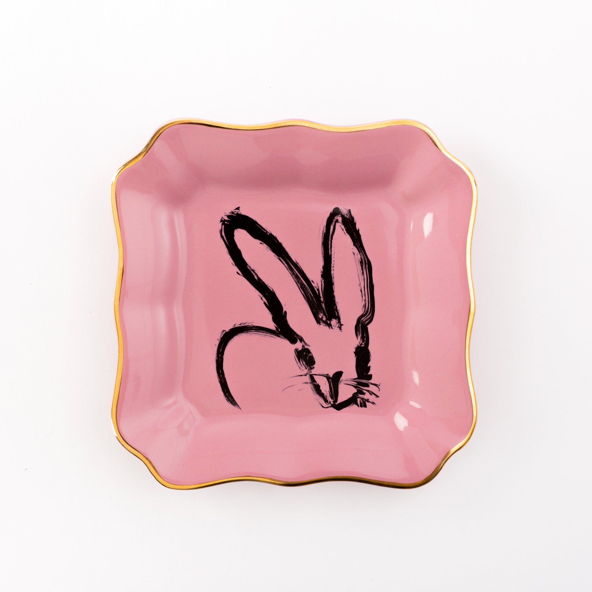 Assiette portrait de lapin Hunt Slonem – Rose