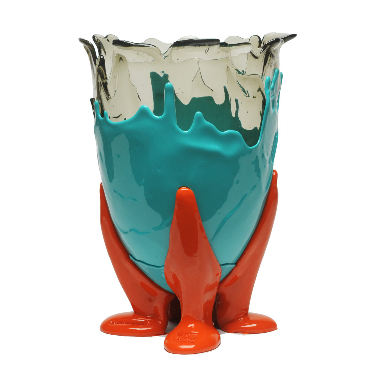Vase Clear extra Corsi Design - Aqua Clair, Turquoise Mat, Orange