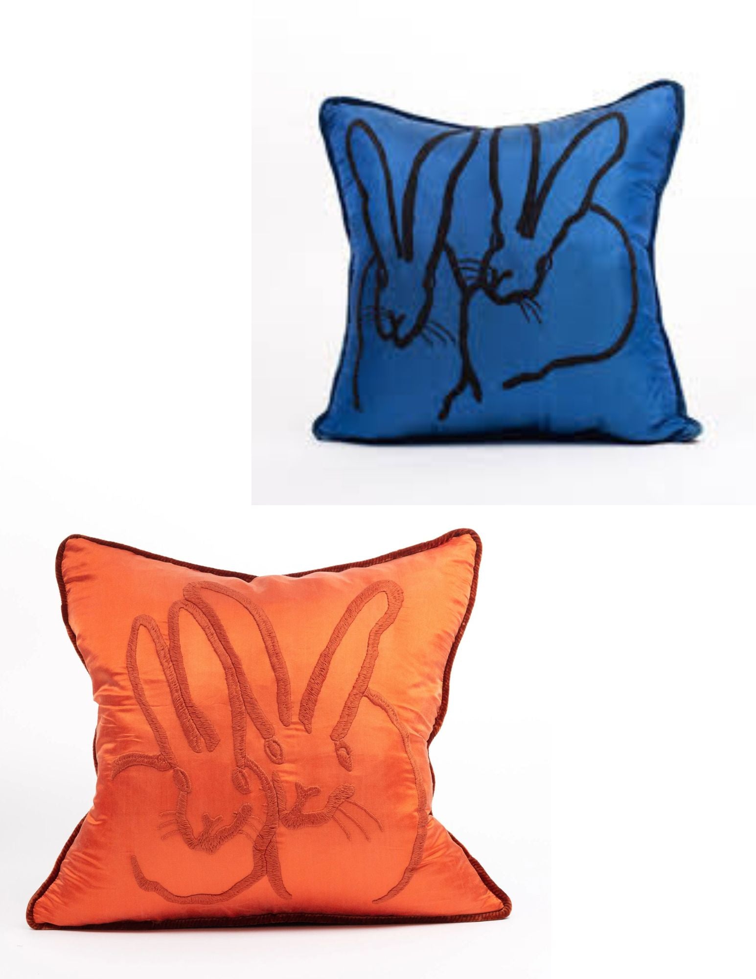 Coussin brodé Hunt Slonem – Soie et velour