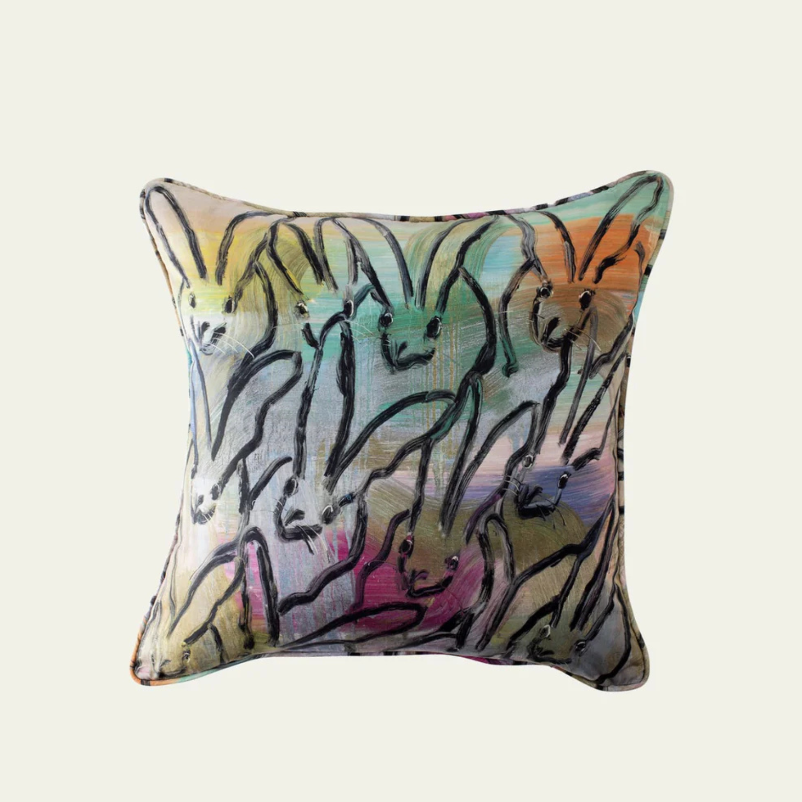 Coussin Lapin chanceux - Hunt Slonem