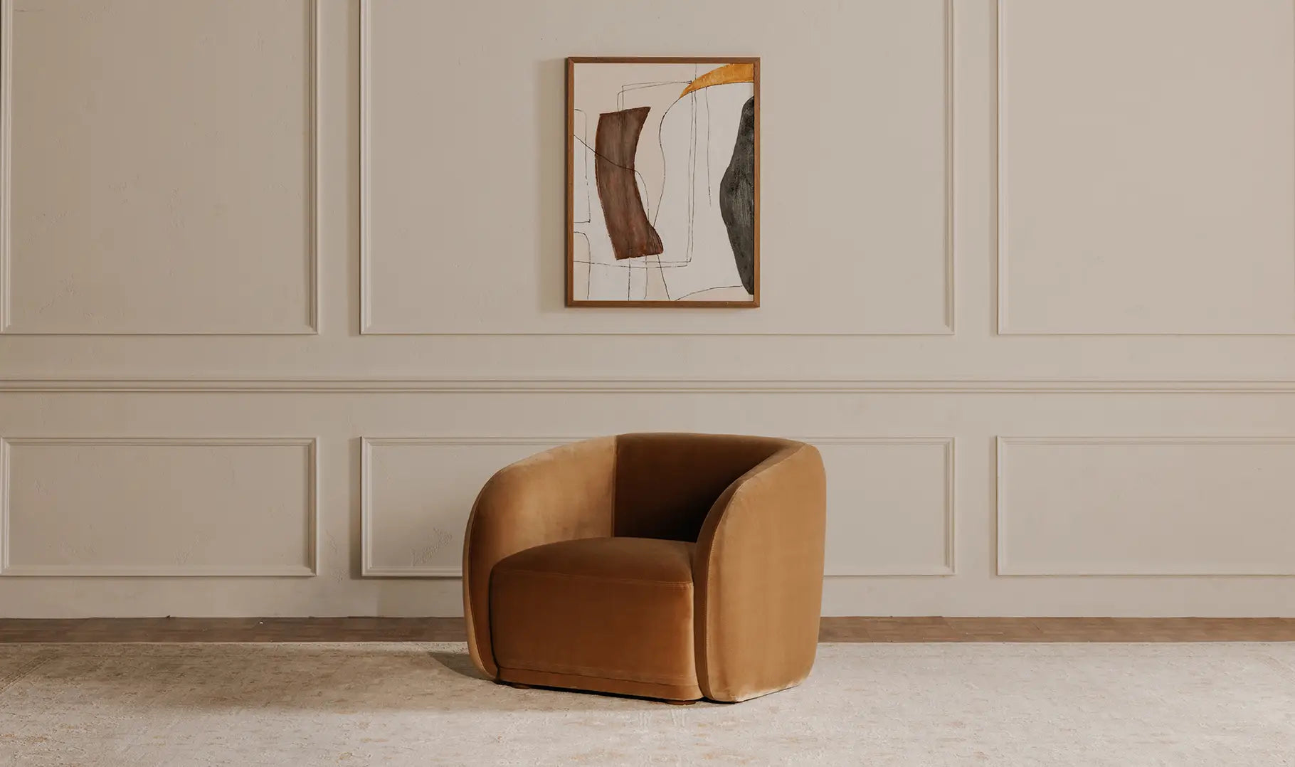 Chaise à accent Faye en mohair beige