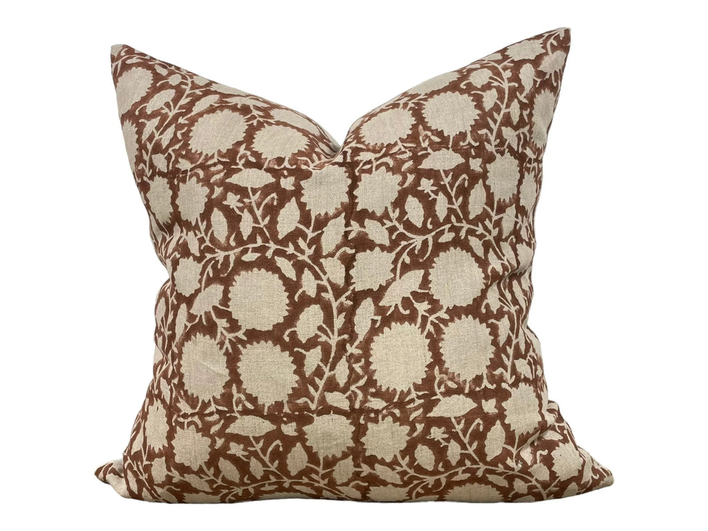Coussin Claremont Linen + Cloth - Brun rouille et Naturel