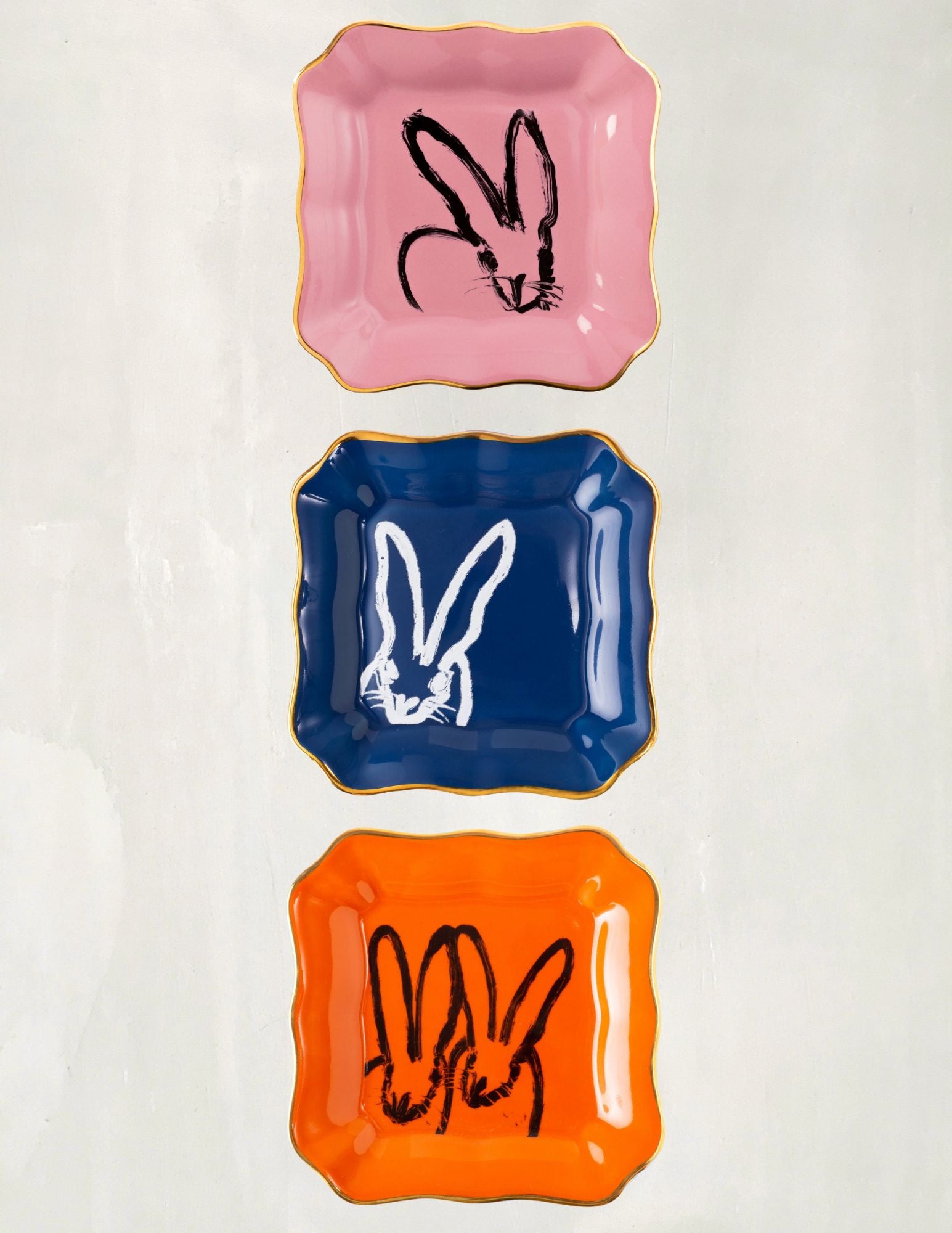 Assiette portrait de lapin Hunt Slonem
